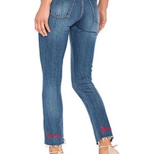 Lovers + Friends embroidered high rise tapered jean